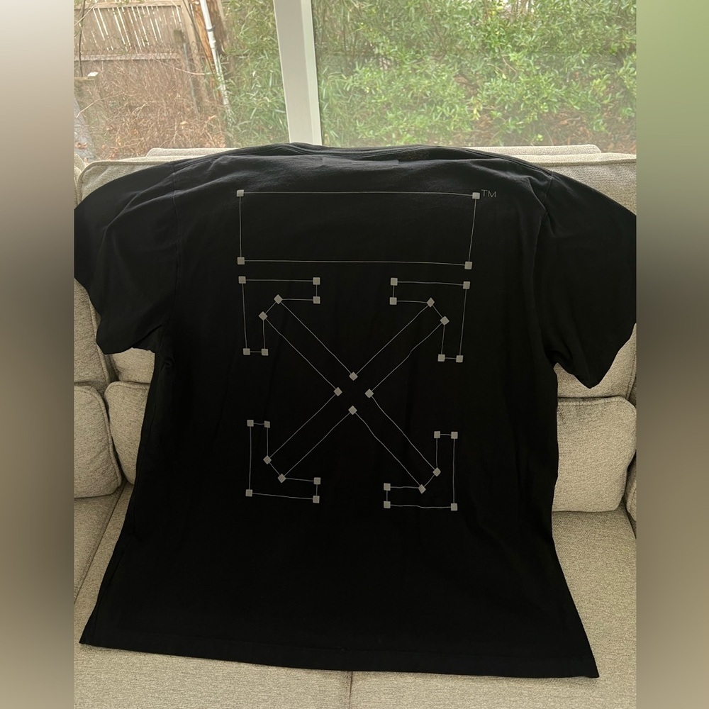 OFF WHITE Virgil Abloh 2020 black logo giant print back cotton tshirt Size M